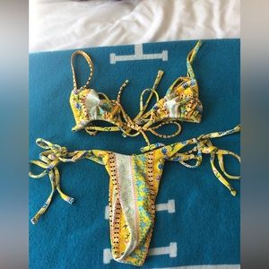 Yellow patterned Cheeky Bikini